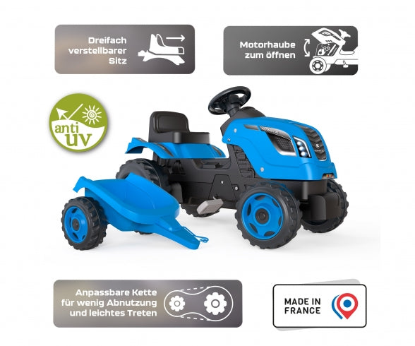SMOBY Smoby Farmer XL Blauer Traktor + Anhänger