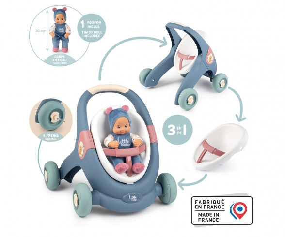 SMOBY Little Smoby Lauflernwagen 3 in 1 + Babypuppe